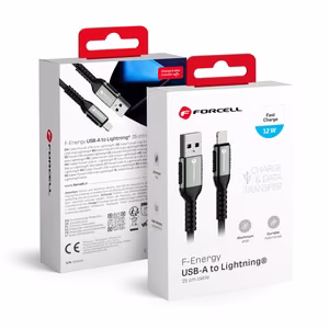 Kaabel USB A to Lightning Forcell F-Energy 2,4A 12W Cafule 0,25 m C257 must