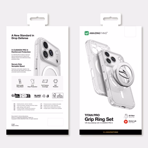AmazingThing Titan Pro Lens Ring Set ümbris mudelile iPhone 18 Pro, kaamerakaitsega ja magnetrõngaga, ühildub MagSafe'iga – värv: läbipaistev