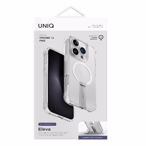 Uniq Eleva with Vertica Stand Ümbris jaoks iPhone 16 Pro - läbipaistev