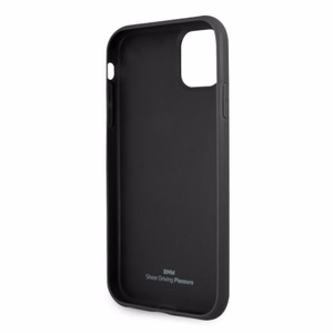 BMW Кожаный чехол Perforate для iPhone 11 / Xr - чёрный