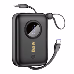 Dudao K14 10000mAh energiapank USB-C / Lightning kaabliga - must