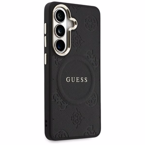 Guess Saffiano Peony Embossed Ring MagSafe case for Samsung Galaxy S26+ - black