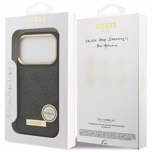 Guess 4G Logo Plate MagSafe Чехол для iPhone 17 Pro - чёрный
