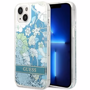 Guess GUHCP14MLFLSN iPhone 14 Plus 6.7 "roheline / roheline hardcase Flower Liquid Glitter