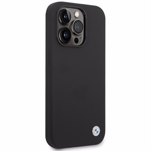 BMW Silicone Metal Logo чехол iPhone 15 Pro Max - чёрный
