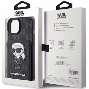 Karl Lagerfeld Saffiano Cardslots and Stand Monogram Ikonik Patch ümbris jaoks iPhone 15 - must