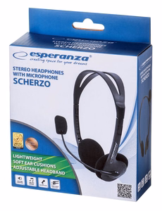 Esperanza EH102 – juhtmega peakomplekt mikrofoniga, must
