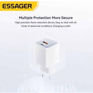 Laadija Essager GaN Polestar valge 33W (PD / QC3.0)