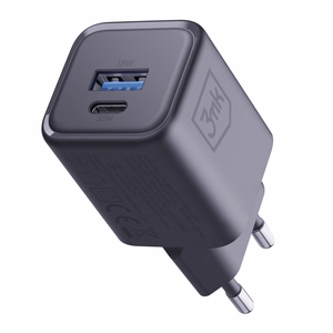 3mk Hyper Charger PD 33W GaN QC4+ PPS AFC FCP SCP 1A1C seinalaadija - must