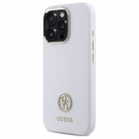 Guess Silicone Logo Strass 4G Ümbris jaoks iPhone 16 Pro Max - valge