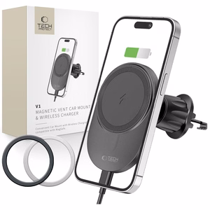 Tech-Protect MM15W-V1 Car Phone Hoidja koos MagSafe 15W Induktiivne Laadija jaoks Air Vent - must