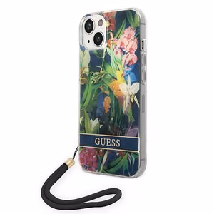 Guess GUOHCP14MHFLSB iPhone 14 Plus 6.7 "sinine / sinine hardcase Flower Strap