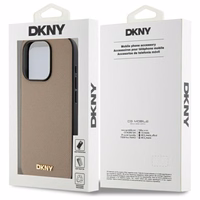 DKNY Grained Metal Logo MagSafe iPhone 15 Pro Max Ümbris - Beige