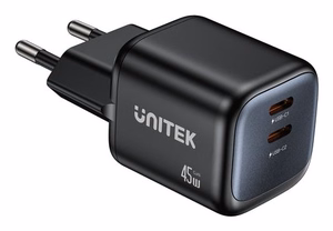 Unitek GaN võrgulaadija 45W 2x USB-C PD 3.0 QC