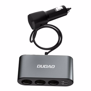 Dudao car laadija 2x USB / 3x cigarette lighter splitter must (R1Pro must)