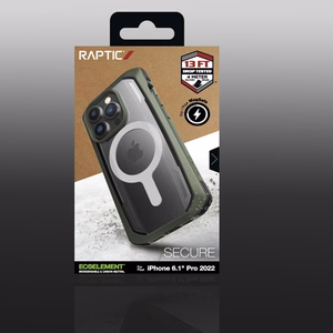 Raptic X-Doria Secure Case iPhone 14 Pro koos MagSafe soomustatud kaitsekattega roheline
