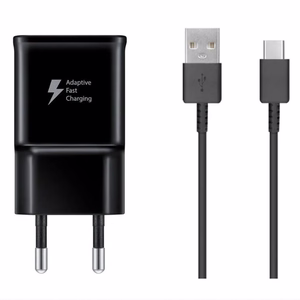 Samsung EP-TA200EBE USB-A 15W wall laadija koos EP-DR140ABE USB-A - USB-C kaabel (OOB Bulk - replacement packaging) - must