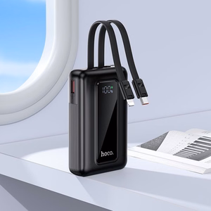 Hoco J162 akupank sisseehitatud USB-C- ja Lightning-kaablitega, 10000 mAh, QC, PD, 22,5 W, must