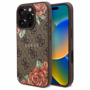 Guess GUHMP16XP4ROPEMCW iPhone 16 Pro Max 6.9" коричневый/коричневый жёсткий чехол 4G Flowers Print MagSafe