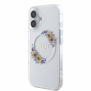 Guess IML Flowers Wreath MagSafe iPhone 16 Plus Ümbris - Clear