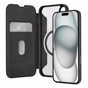 Puro Book Mag MagSafe Leather Ümbris with Flap and Card Slot jaoks iPhone 16 - Must