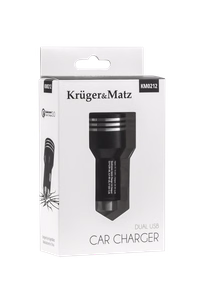 Kruger&Matz autolaadija, 2× USB, 4800 mA, Quick Charge 3.0