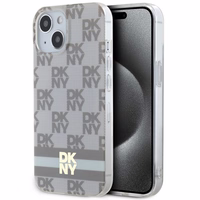 DKNY IML Checkered Mono Pattern & Printed Stripes MagSafe ümbris jaoks iPhone 15 / 14 / 13 - beige