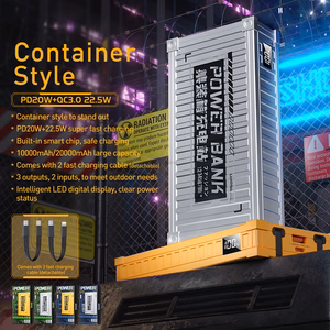WEKOME WP-339 Container Series akupank, 10000 mAh, PD 20 W + QC 22,5 W, sisseehitatud USB-C- ja Lightning-kaablitega, hõbedane