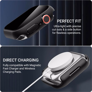 Crong Hybrid Watch Case integreeritud klaasiga kaitseümbris Apple Watch 41 mm kellale, must