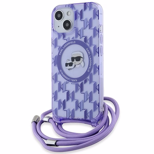 Karl Lagerfeld IML Crossbody Monogram Karl & Choupette Head MagSafe ümbris jaoks iPhone 15 / 14 / 13 - lilla