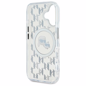 Karl Lagerfeld IML Monogram Karl & Choupette Head MagSafe iPhone 16 Ümbris - Clear