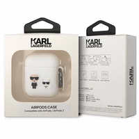 Karl Lagerfeld KLACA2SILKCW AirPods 1/2 cover valge/valge Silicone Karl & Choupette