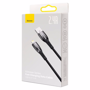 USB kaabel jaoks Lightning Baseus Glimmer Series, 2.4A, 2m (must)