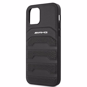 AMG Кожаный чехол Debossed Lines для iPhone 12 mini - чёрный