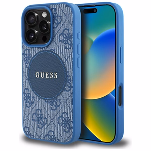 Guess 4G Circle Classic Logo MagSafe ümbris jaoks iPhone 16 Pro Max - sinine