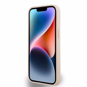 DKNY Leather Checkered Mono Pattern & Printed Stripes Ümbris jaoks iPhone 15 Plus / 14 Plus - Roosa