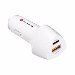 Автомобильное зарядное устройство Forcell F-Energy Carbon USB C + USB A QC3.0 PD 3A 38W CC50-1A1C белое