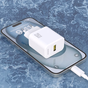 Dudao A27STEU 25W GaN USB-A seinalaadija USB-A - USB-C kaabliga - valge