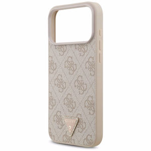 Guess Leather 4G Triangle Strass MagSafe ümbris mudelile iPhone 17 Pro Max / 18 Pro Max – roosa