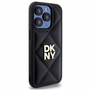 DKNY Quilted Stack Logo iPhone 15 Pro Ümbris - Must
