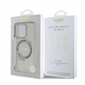 Guess IML Flowers Wreath MagSafe Ümbris jaoks iPhone 16 Pro - Must