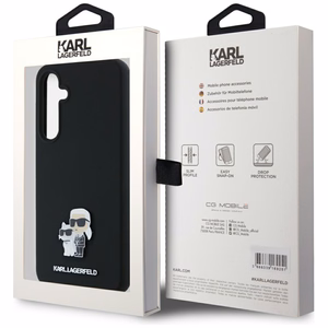 Karl Lagerfeld Silicone Karl&Choupette Metal Pin ümbris jaoks Samsung Galaxy A35 - must