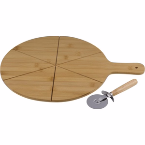 Alpina pitsaserveerimiskomplekt 34 cm bambuslaua ja lõikerattaga, 2 osa