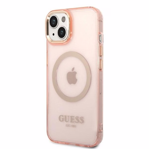 Guess GUHMP14MHTCMP iPhone 14 Plus 6.7" roosa/roosa hard ümbris kuldne Outline Translucent MagSafe