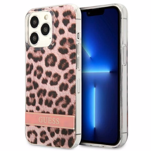 Guess GUHCP13LHSLEOP iPhone 13 Pro / 13 6.1" розовый/розовый жёсткий чехол Leopard