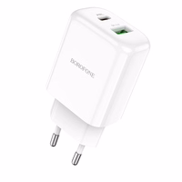 Borofone Wall laadija BN4 Potential - USB + Type C - QC 3.0 PD 2.0 20W valge