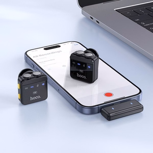 Juhtmevaba reväärmikrofon Lightning / USB C Hoco 2 tk. L17 must