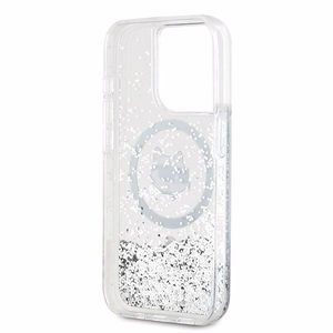 Чехол Karl Lagerfeld Liquid Glitter Choupette Head MagSafe для iPhone 15 Pro Max - прозрачный