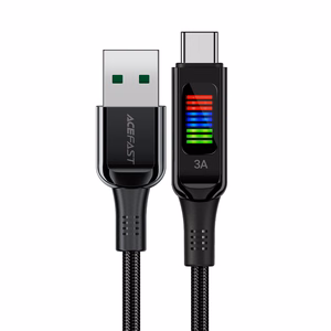 Acefast C7-04 кабель USB-A USB-C 60W 1.2м с дисплеем - чёрный