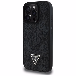 Guess Grained Hot Stamp Peony Triangle Logo MagSafe Ümbris jaoks iPhone 16 Pro - Must